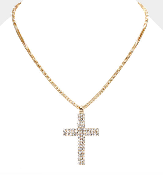 Rhinestone cross necklace