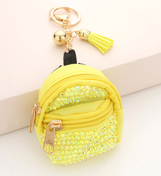 Studded backpack tassel keychain