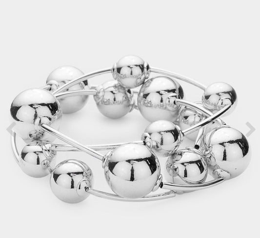 3 piece silver stretch bracelet