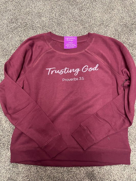 Burgundy trusting god crew with thumbholes